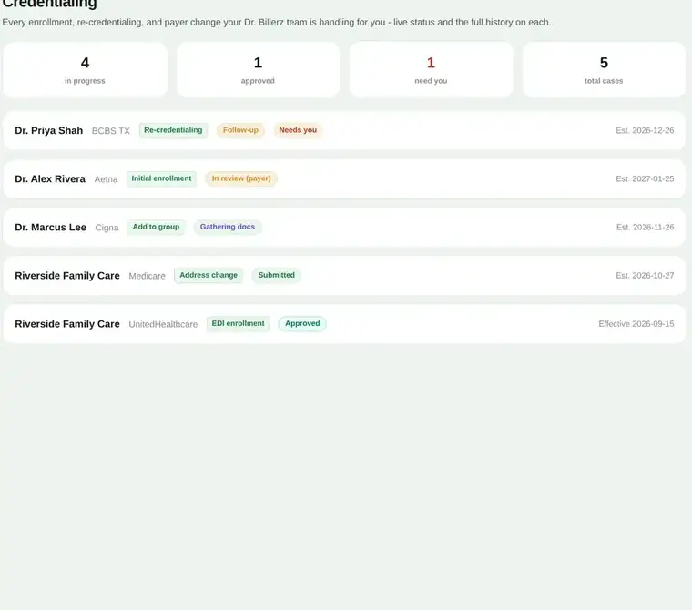 Portal credentialing tracker